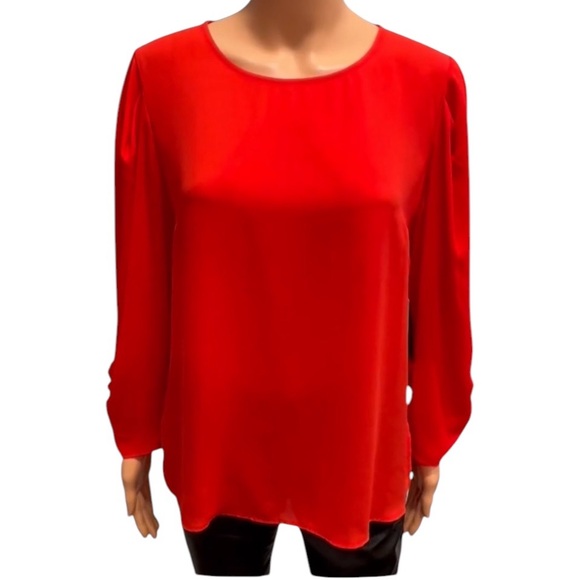 Dkny Tops - DKNY Ruched Long Sleeve Red Dressy Blouse NWT Medium